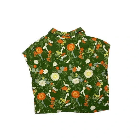 ModCloth Floral Tie-Front Button Down Blouse โ Size L - Picture 3 of 11